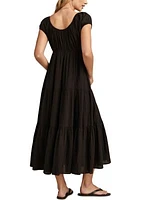 Women's Short Sleeve Tiered Midi Dress