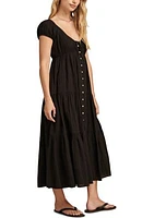 Women's Short Sleeve Tiered Midi Dress