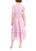 Women's Ruffle Sleeve Midi Dress