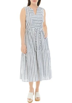 Women's Sleeveless Striped Tie Waist Dress