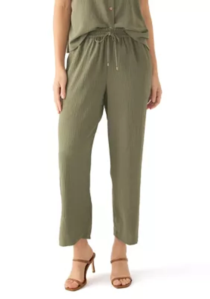 Women's High Rise Tie Waist Ankle Pants