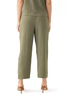 Women's High Rise Tie Waist Ankle Pants