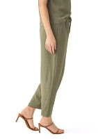 Women's High Rise Tie Waist Ankle Pants