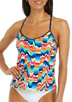 Against the Current Scoop Neck Cross Back Tankini Swim Top