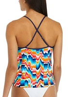 Against the Current Scoop Neck Cross Back Tankini Swim Top