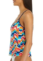 Against the Current Scoop Neck Cross Back Tankini Swim Top