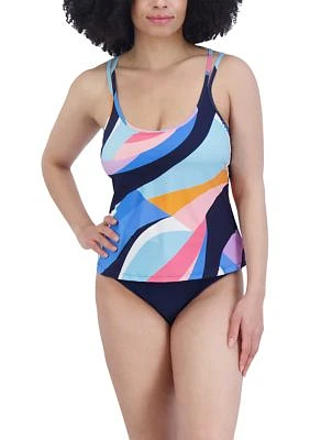 Abstract Printed Tankini Swim Top