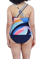 Abstract Printed Tankini Swim Top