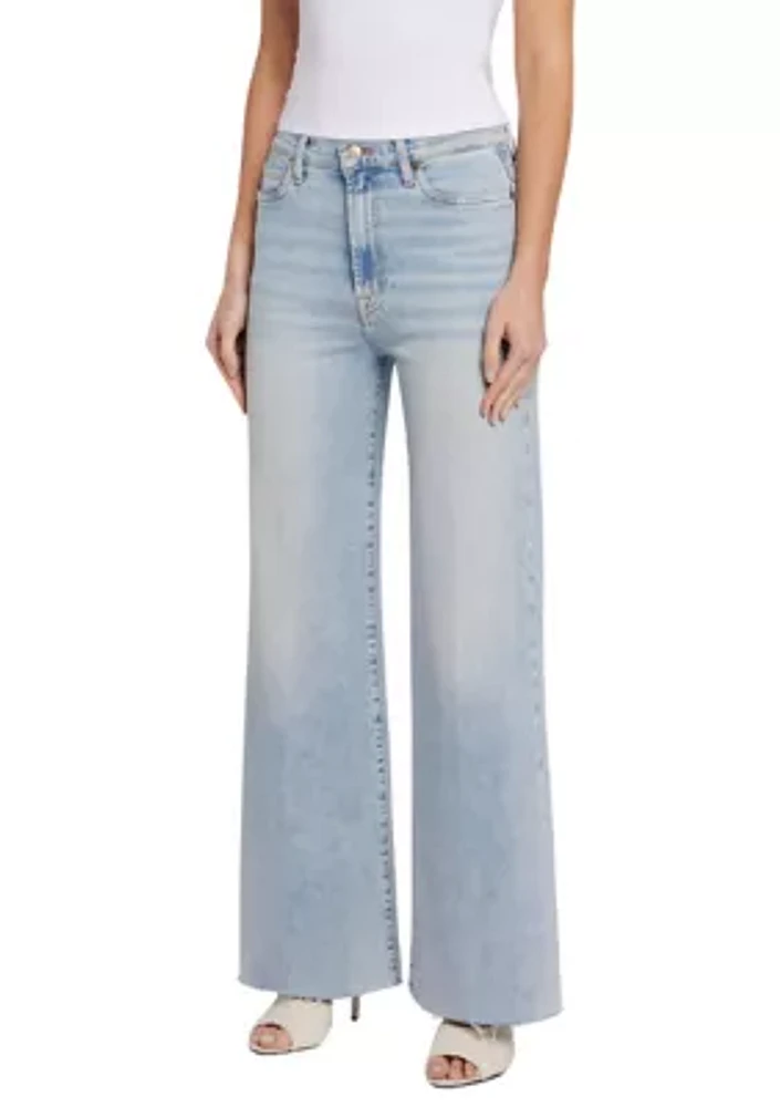 Women's High Rise Jeans with Fray Hem