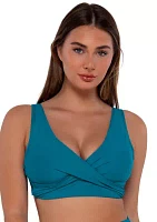 Elsie Solid Wrap D Cup Bra Swim Top