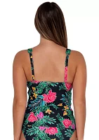 Twilight Blooms Elsie Wrap Tankini Swim Top