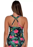 Twilight Blooms Elsie Wrap Tankini Swim Top