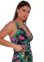 Twilight Blooms Elsie Wrap Tankini Swim Top