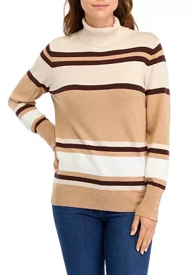 Women's Striped Turtleneck Sweater