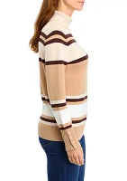 Women's Striped Turtleneck Sweater