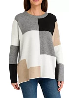 Women's Color Block Crew Neck Sweater