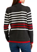 Women's Mock Neck Striped  Sweater