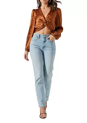 Women's Cropped Copper V-Neck Top
