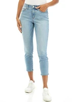 Mid Rise 5 Pocket Denim Cropped Jeans