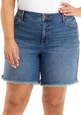 Plus Mid Rise 7" Relaxed Boyfriend Shorts