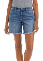 Frayed Hem Mid Rise Shorts