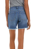 Frayed Hem Mid Rise Shorts