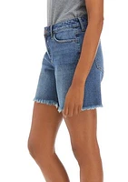 Frayed Hem Mid Rise Shorts