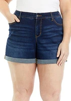 Plus Mid Rise Cuff Shorts