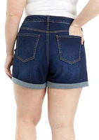 Plus Mid Rise Cuff Shorts