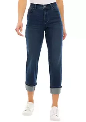 Wonderly Women's 26" Cuffed Hem Cropped Jeans