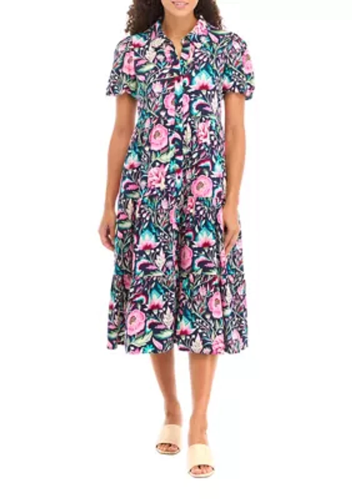 Petite Challis Printed Dress