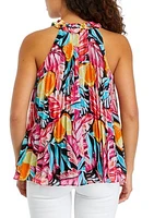 Petite Pleated Printed Tank Top