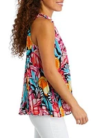 Petite Pleated Printed Tank Top