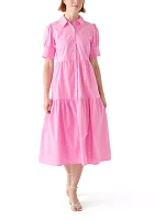 Women's Puff Sleeve Midi Shirtdress