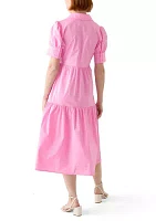 Women's Puff Sleeve Midi Shirtdress