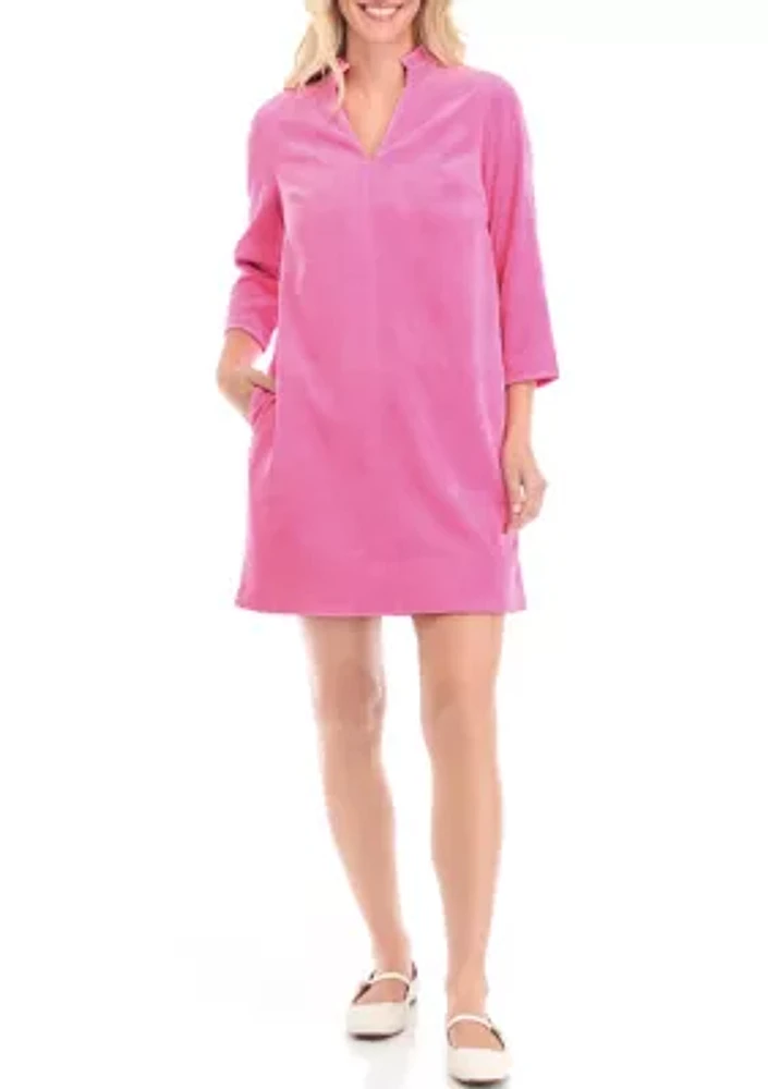 Petite 3/4 Sleeve Corded Collar Dress