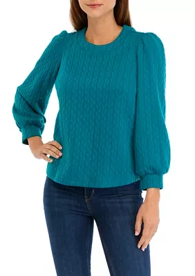 Women's Long Puff Sleeve Quilted Sweatshirt