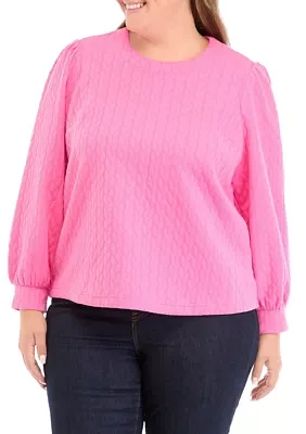 Plus Puff Sleeve Quilted Sweatshirt