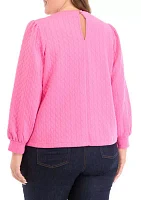 Plus Puff Sleeve Quilted Sweatshirt