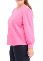 Plus Puff Sleeve Quilted Sweatshirt