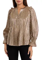 Women's Long Sleeve Split Neck Blouse