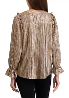 Women's Long Sleeve Split Neck Blouse