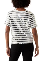 Women's Striped Sequined T-Shirt