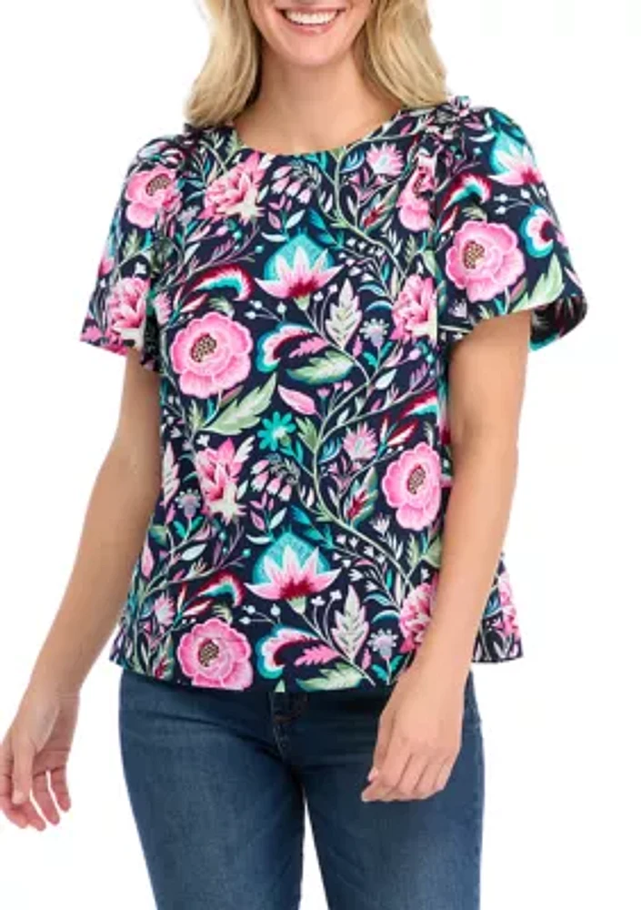 Women's Short Sleeve Poplin Top