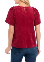 Women's Puff Sleeve Corded Top