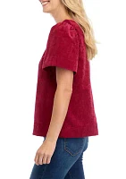 Women's Puff Sleeve Corded Top