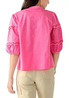 Women's Button Front Scalloped Tier Top