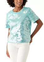 Women's Solid Sequin T-Shirt