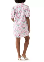 Women's Printed Button Short Dress