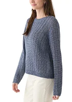 Women's Long Sleeve Open Stitch Crew Neck Sweater